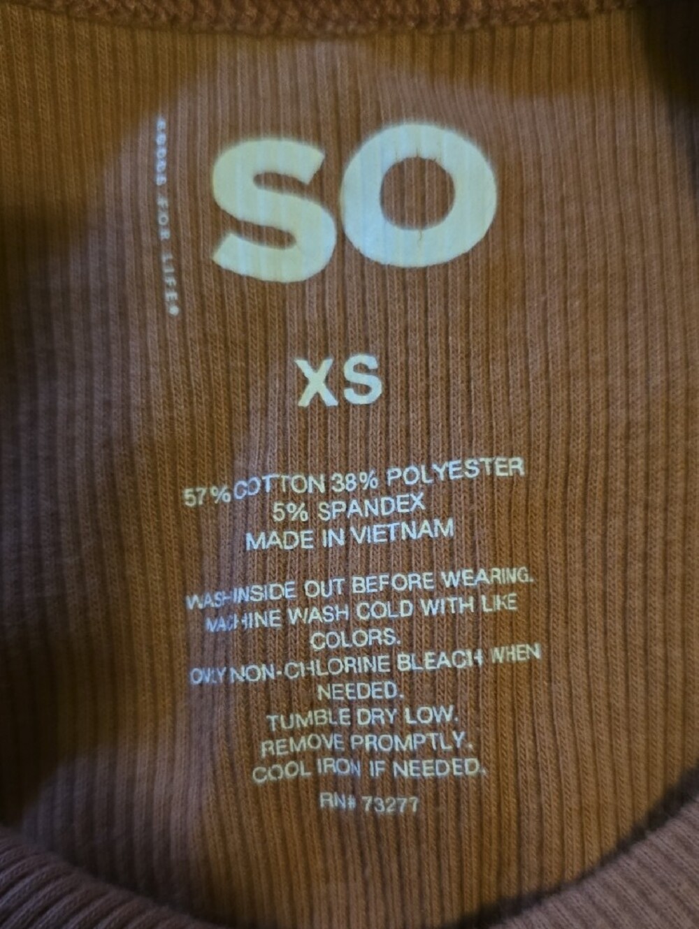 SO Ribbed Tank Top - Muted Rust - Picture 2 of 2